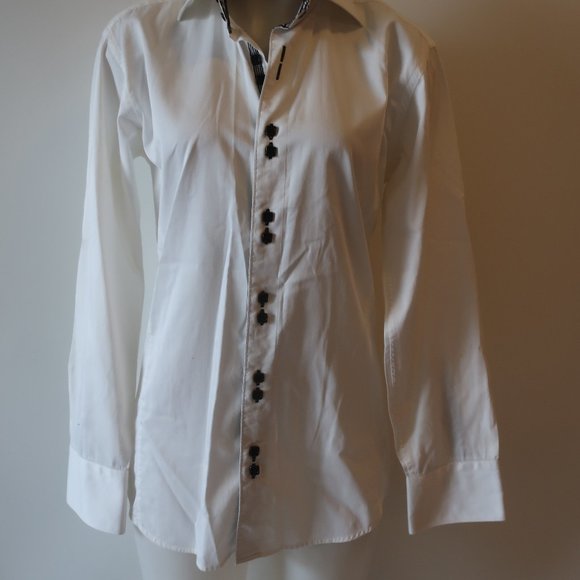 Womens Jared Lang White Black Designer Long Sleeve Button-Up Shirt S/P * - Picture 7 of 15